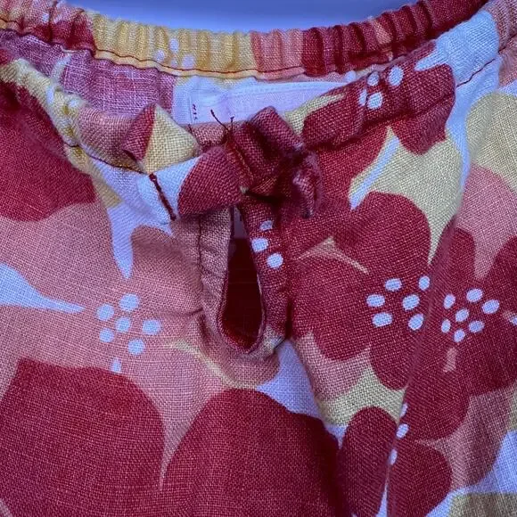 Janie and Jack Linen Sundress Orange Yellow Floral Tiered 18-24 Months - Picture 5 of 8